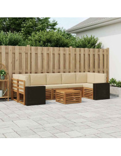Set di divani da esterno con cuscino 8 pcs Naturale e Beige