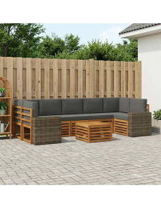 Set di divani da esterno con cuscino 8 pcs Naturale e Antracite