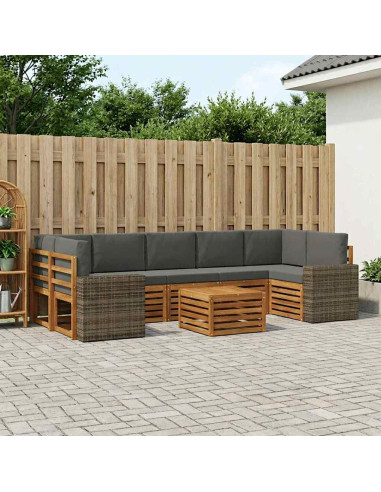 Set di divani da esterno con cuscino 8 pcs Naturale e Antracite