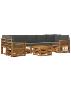 Set di divani da esterno con cuscino 8 pcs Naturale e Antracite 2