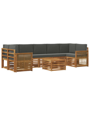 Set di divani da esterno con cuscino 8 pcs Naturale e Antracite