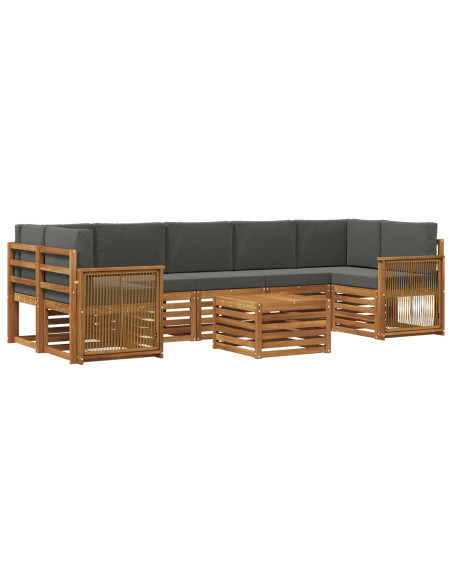 Set di divani da esterno con cuscino 8 pcs Naturale e Antracite