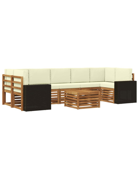 Set di divani da esterno con cuscino 8 pcs Naturale e Crema