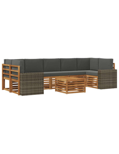 Set di divani da esterno con cuscino 8 pcs Naturale e Antracite