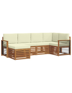 Set divani 6 pcs Naturale e Crema Legno di Acacia Massello 2