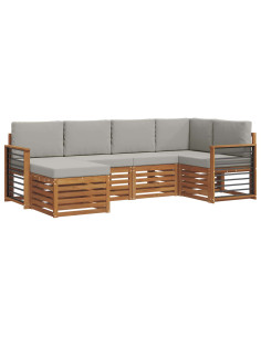 Set divani con cuscino 6 pcs Grigio Naturale e Chiaro 2