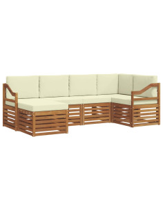 Set divani 6 pcs Naturale e Crema Legno di Acacia Massello 2