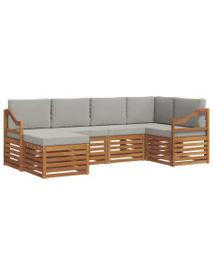 Set divani con cuscino 6 pcs Grigio Naturale e Chiaro 2