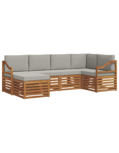Set divani con cuscino 6 pcs Grigio Naturale e Chiaro