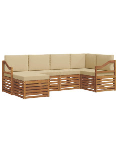 Set divani 6 pcs Naturale e Beige Legno di Acacia Massello 2