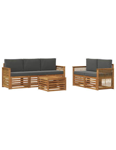 Set divani con cuscino 6 pcs Legno di Acacia Massello