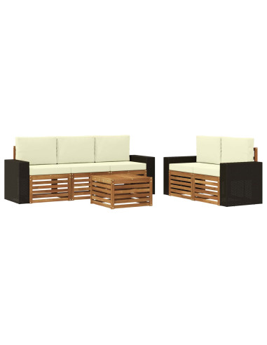 Set divani con cuscino 6 pcs Legno di Acacia Massello