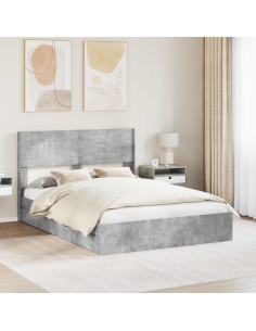 Struttura del letto con stoccaggio e testata Grigio Cemento