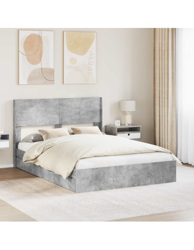 Struttura del letto con stoccaggio e testata Grigio Cemento
