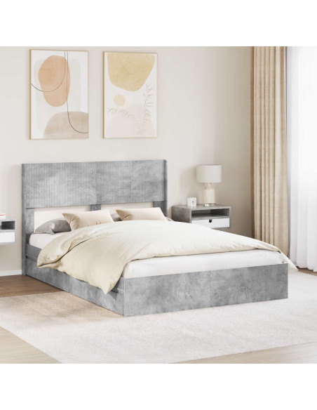 Struttura del letto con stoccaggio e testata Grigio Cemento