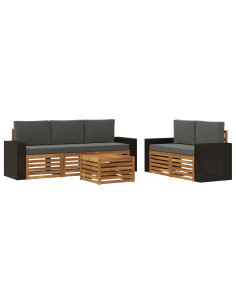 Set divani con cuscino 6 pcs Legno di Acacia Massello