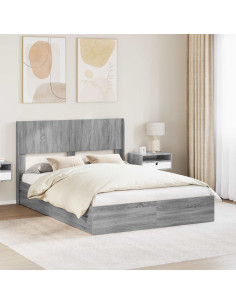 Struttura del letto con stoccaggio e testata Sonoma grigio