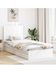 Struttura del letto con stoccaggio e testata Bianco 75 x 190 cm