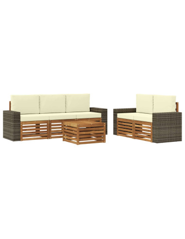 Set divani con cuscino 6 pcs Legno di Acacia Massello