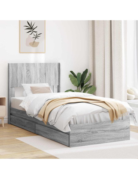 Struttura del letto con stoccaggio e testata Sonoma grigio