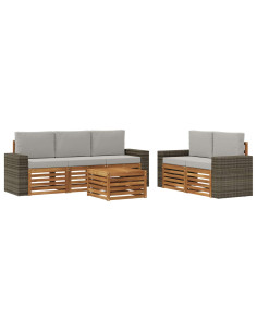 Set divani con cuscino 6 pcs Legno di Acacia Massello