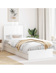 Struttura del letto con stoccaggio e testata Bianco 90 x 200 cm