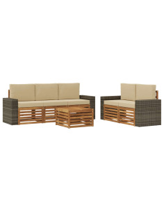 Set divani con cuscino 6 pcs Legno di Acacia Massello