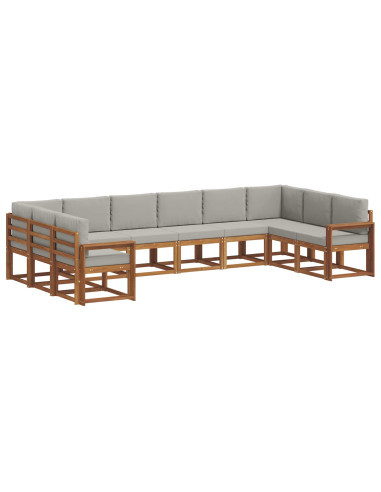 Set di divani con cuscino 10 pcs Grigio Naturale e Chiaro