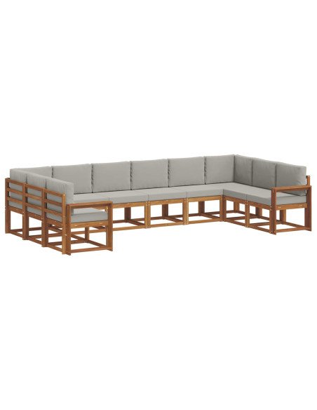 Set di divani con cuscino 10 pcs Grigio Naturale e Chiaro