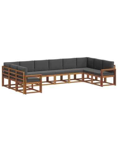 Set di divani con cuscino 10 pcs Naturale e Antracite