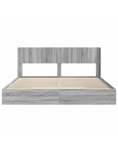 Struttura del letto con stoccaggio e testata Sonoma grigio
