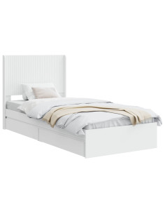 Struttura del letto con stoccaggio e testata Bianco 75 x 190 cm 2