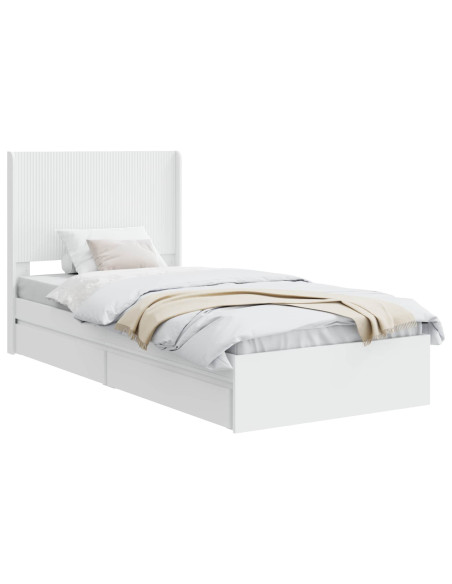 Struttura del letto con stoccaggio e testata Bianco 75 x 190 cm