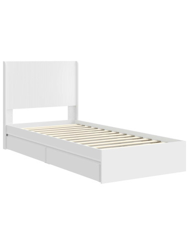 Struttura del letto con stoccaggio e testata Bianco 75 x 190 cm