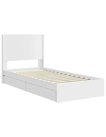 Struttura del letto con stoccaggio e testata Bianco 75 x 190 cm