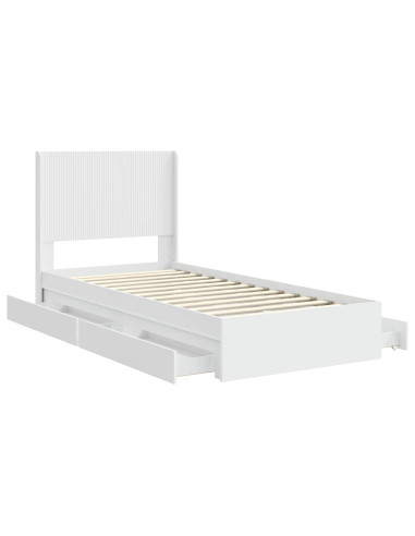 Struttura del letto con stoccaggio e testata Bianco 75 x 190 cm