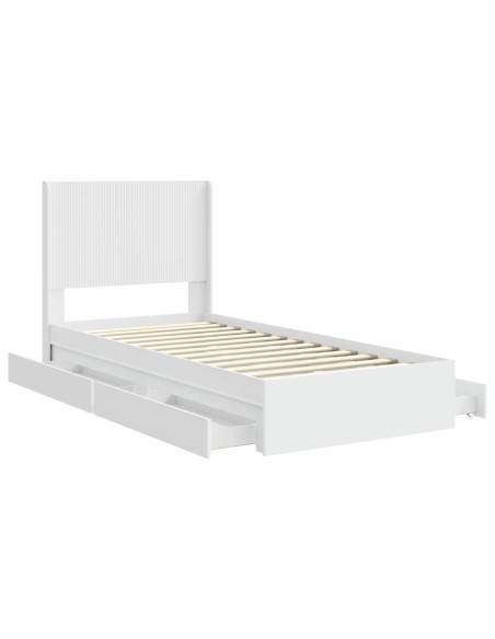 Struttura del letto con stoccaggio e testata Bianco 75 x 190 cm