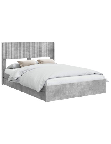 Struttura del letto con stoccaggio e testata Grigio Cemento