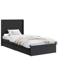 Struttura del letto con stoccaggio e testata Nero 75 x 190 cm 2