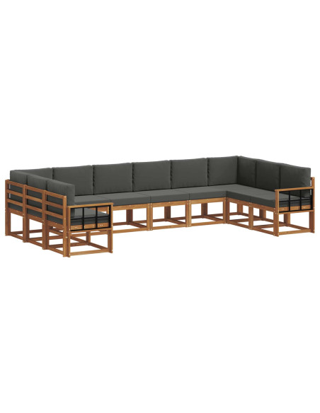 Set di divani con cuscino 10 pcs Naturale e Antracite