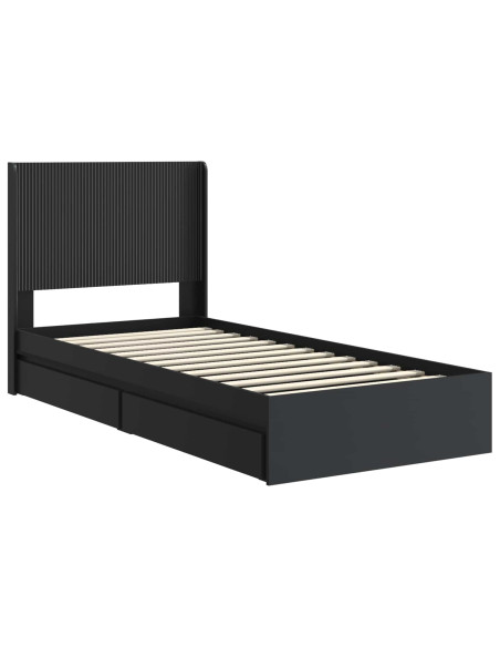 Struttura del letto con stoccaggio e testata Nero 75 x 190 cm