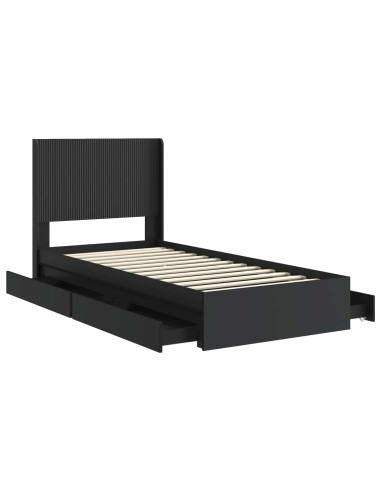Struttura del letto con stoccaggio e testata Nero 75 x 190 cm