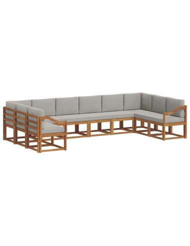Set di divani con cuscino 10 pcs Grigio Naturale e Chiaro
