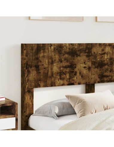 Struttura del letto con stoccaggio e testata Rovere Fumo