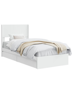 Struttura del letto con stoccaggio e testata Bianco 90 x 200 cm 2