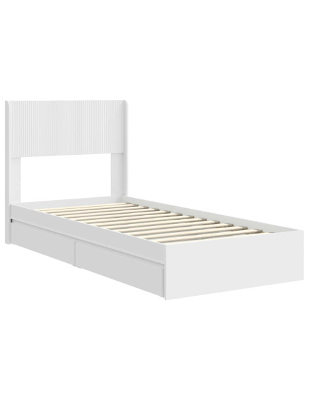 Struttura del letto con stoccaggio e testata Bianco 90 x 200 cm
