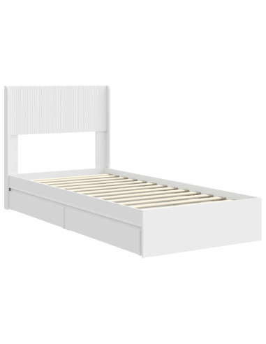 Struttura del letto con stoccaggio e testata Bianco 90 x 200 cm