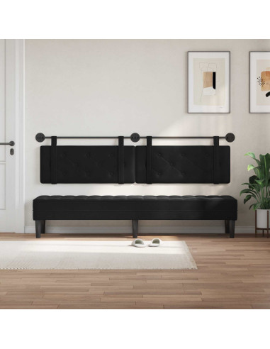 Testata appesa Montaggio a parete Nero 210 x 55 x 5 cm Velluto