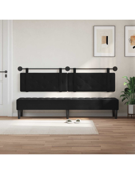 Testata appesa Montaggio a parete Nero 210 x 55 x 5 cm Velluto