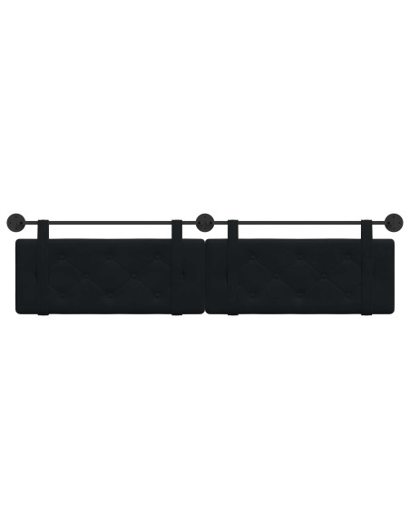 Testata appesa Montaggio a parete Nero 210 x 55 x 5 cm Velluto